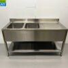 RVS Spoeltafel dubbele spoelbakken Premium-line Gelast model 160 cm Horeca