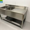 RVS Spoeltafel dubbele spoelbakken Premium-line Gelast model 160 cm Horeca - Afbeelding 3