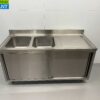 RVS Spoeltafel Dubbele Spoelbakken 2 schuifdeuren Premium-line 160 cm Horeca