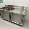 RVS Spoeltafel Dubbele Spoelbakken 2 schuifdeuren Premium-line 160 cm Horeca - Afbeelding 3
