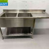 RVS Spoeltafel dubbele spoelbakken Premium-line 180 cm Horeca