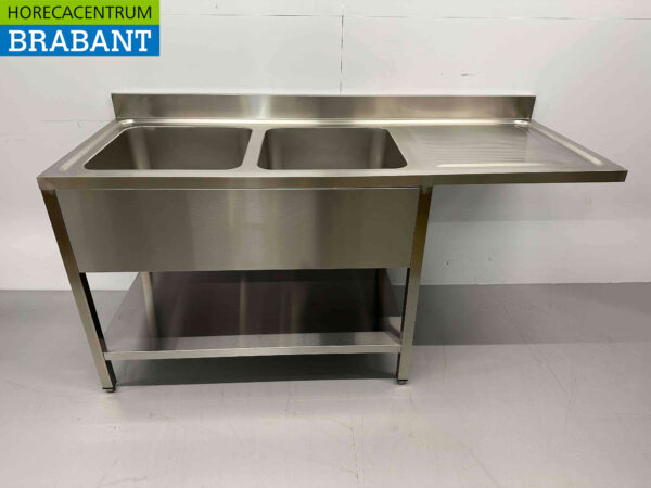 RVS Spoeltafel dubbele spoelbakken Premium-line 180 cm Horeca