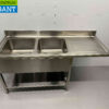 RVS Spoeltafel dubbele spoelbakken Premium-line 180 cm Horeca - Afbeelding 2