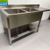 RVS Spoeltafel dubbele spoelbakken Premium-line 180 cm Horeca - Afbeelding 4