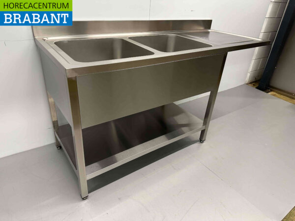 RVS Spoeltafel dubbele spoelbakken Premium-line 180 cm Horeca - Afbeelding 4