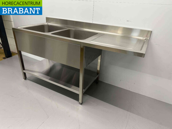 RVS Spoeltafel dubbele spoelbakken Premium-line 180 cm Horeca - Afbeelding 5