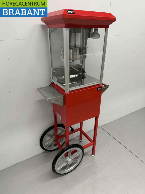 Popcornmachine Popcorn machine met onderstel rood 230V Braderie Markt Horeca - Afbeelding 3
