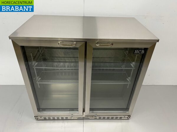 RVS Backbar Barkoeling Glazen klapdeuren 218 liter 90 cm 230V Horeca