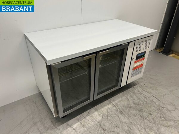 RVS Polar Koelwerkbank 2 glasdeuren / glazen deuren 136 cm 230V Horeca - Afbeelding 3