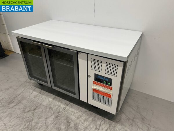 RVS Polar Koelwerkbank 2 glasdeuren / glazen deuren 136 cm 230V Horeca - Afbeelding 2