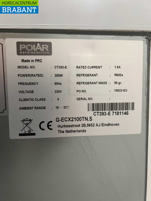 RVS Polar Koelwerkbank Saladette 2 deuren 136 cm 230V Horeca - Afbeelding 6