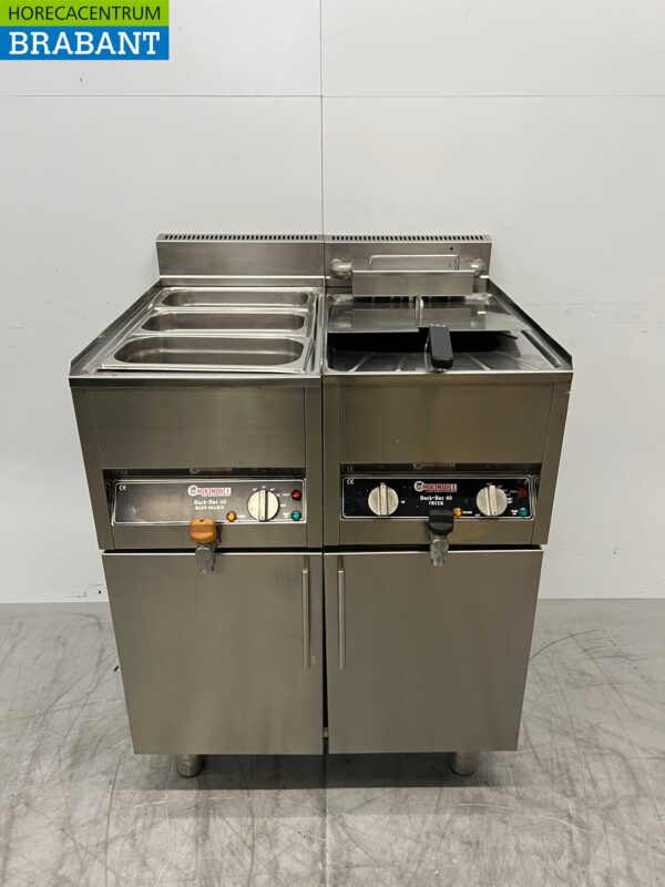 RVS Hendi Cookersystem Baklijn met Frituur 10L en Bain Marie 74 cm Horeca