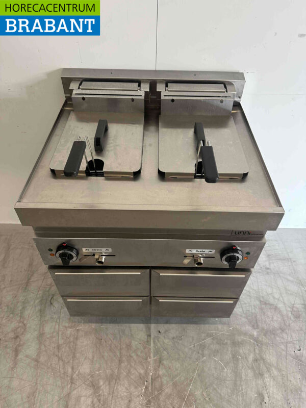 RVS Dubbele Friteuse Frituur 2 x 10 liter 400V Horeca - Afbeelding 2