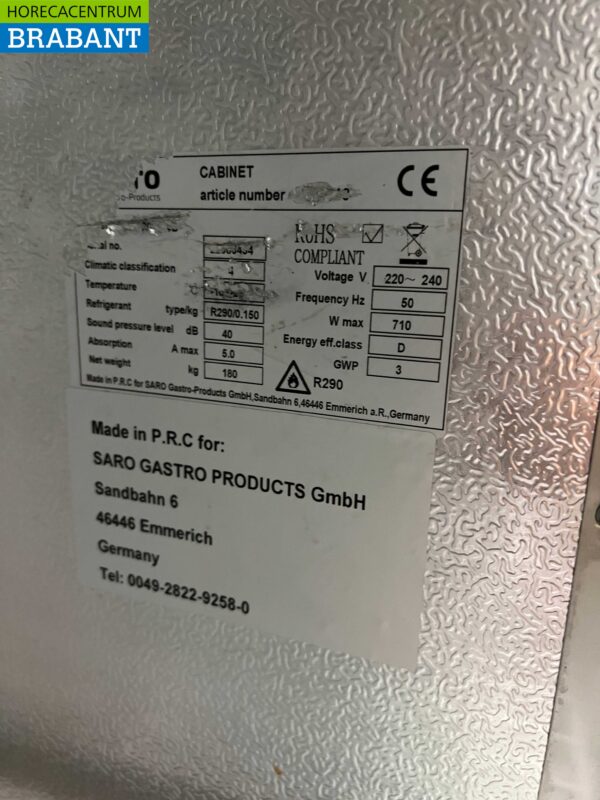Saro Dubbeldeurs 2-deurs Koelkast Koeling 1172 liter 230V Horeca - Afbeelding 6