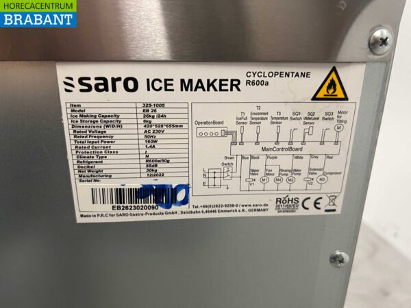 RVS Saro 325-1005 ijsblokjesmachine ijsklontjesmachine 26 kg p/d 230V Horeca - Afbeelding 6
