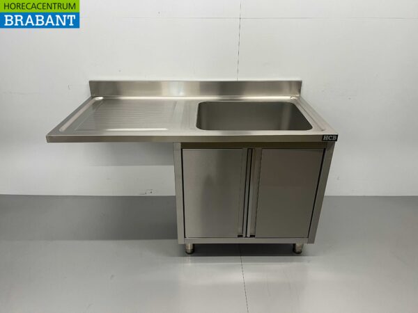 RVS Spoeltafel Spoelbak klapdeuren Premium-line 140 cm Horeca