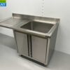 RVS Spoeltafel Spoelbak klapdeuren Premium-line 140 cm Horeca - Afbeelding 2
