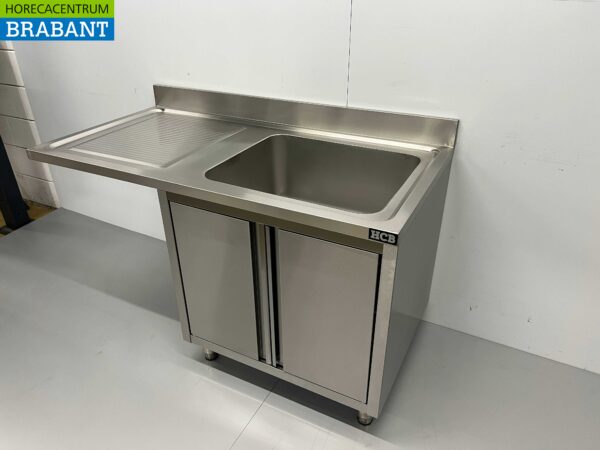 RVS Spoeltafel Spoelbak klapdeuren Premium-line 140 cm Horeca - Afbeelding 2
