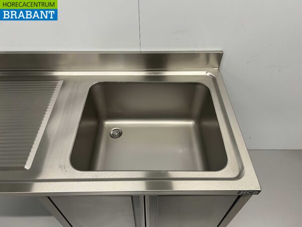 RVS Spoeltafel Spoelbak klapdeuren Premium-line 140 cm Horeca - Afbeelding 5