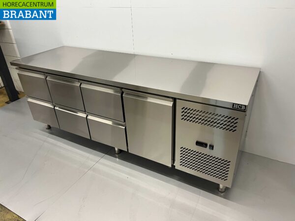 RVS Koelwerkbank 6 laden en 1 deur 223 cm 230V Horeca - Afbeelding 2