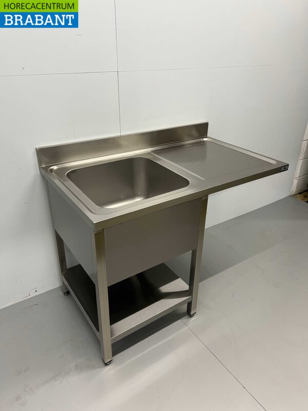 RVS Spoeltafel Spoelbak Premium-line Gelast model 120 cm Horeca - Afbeelding 2