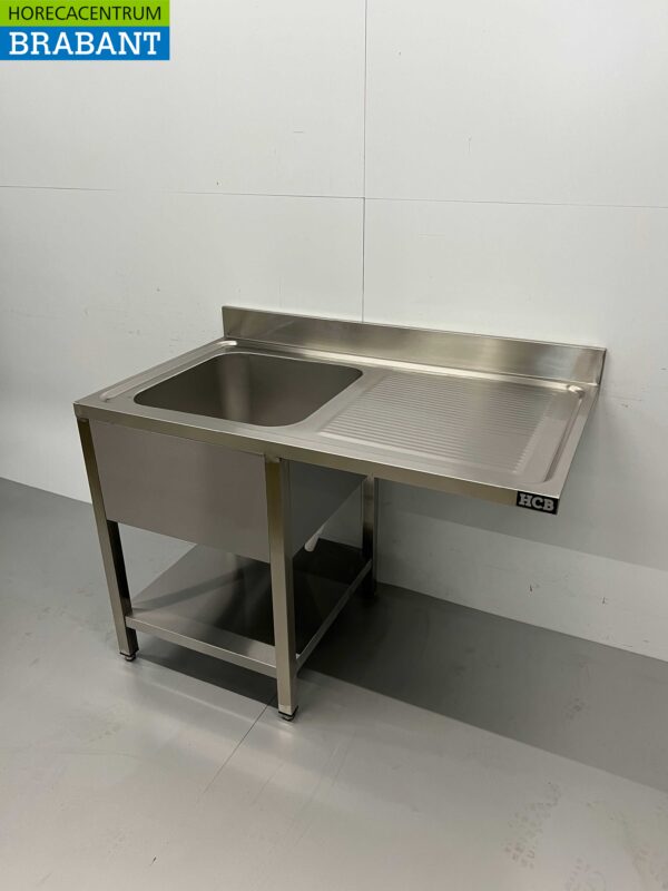 RVS Spoeltafel Spoelbak Premium-line Gelast model 120 cm Horeca - Afbeelding 3