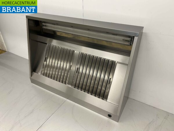 RVS Afzuigkap Dampkap met lamellen filters Premium-line 140 cm Schuin model Horeca - Afbeelding 2