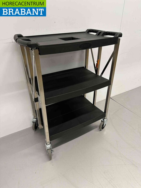 HCB Inklapbare Serveerwagen Serveertrolley 3 lagen 74 cm Horeca - Afbeelding 2