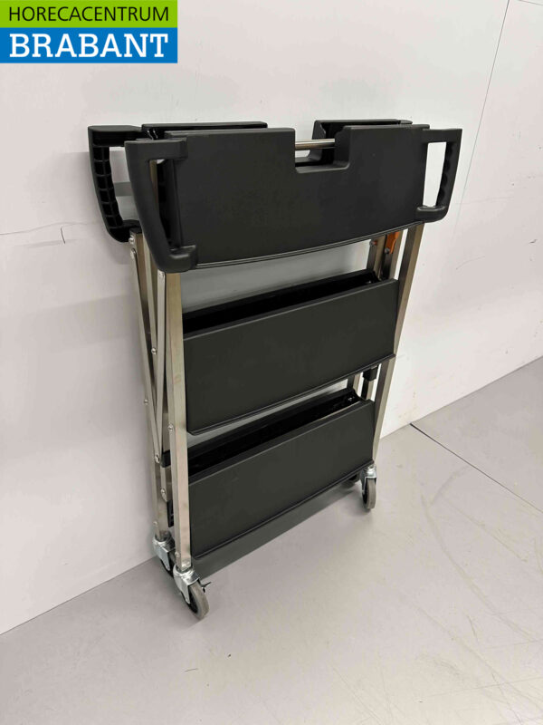 HCB Inklapbare Serveerwagen Serveertrolley 3 lagen 74 cm Horeca - Afbeelding 5