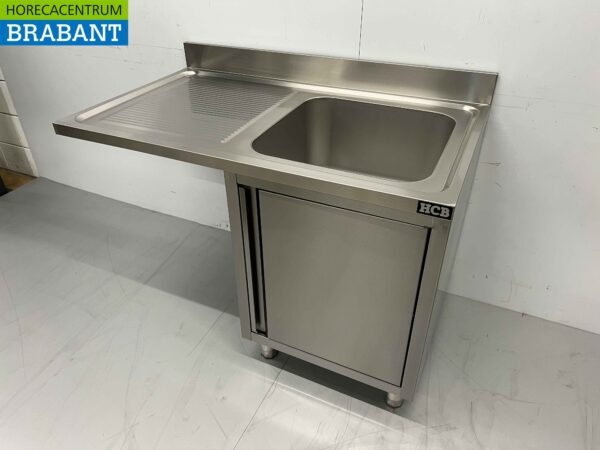 RVS Spoeltafel Spoelbak Premium-line 1 klapdeur 120 cm Horeca - Afbeelding 2