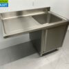 RVS Spoeltafel Spoelbak Premium-line 1 klapdeur 120 cm Horeca - Afbeelding 3