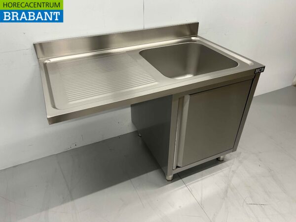 RVS Spoeltafel Spoelbak Premium-line 1 klapdeur 120 cm Horeca - Afbeelding 3