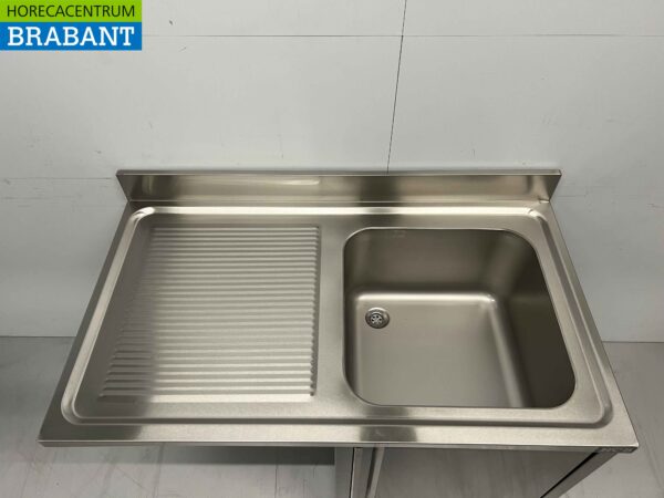 RVS Spoeltafel Spoelbak Premium-line 1 klapdeur 120 cm Horeca - Afbeelding 4