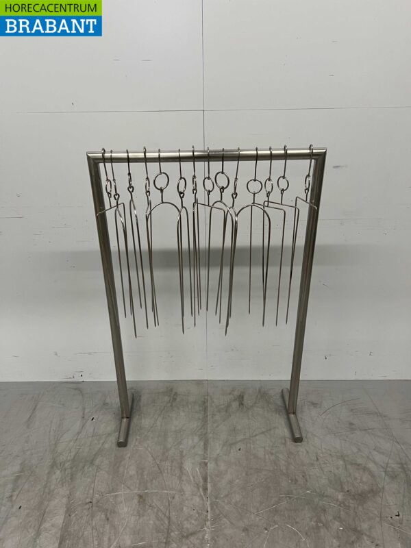 RVS Standaard met 14 haken om te roken 80 cm Horeca