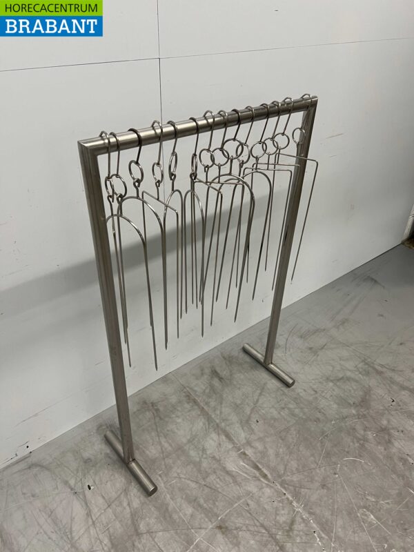 RVS Standaard met 14 haken om te roken 80 cm Horeca - Afbeelding 3