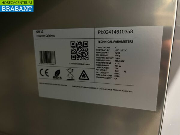 RVS CoolHead Dubbeldeurs 2-deurs Vriezer Vrieskast 1255 liter 230V Horeca - Afbeelding 5