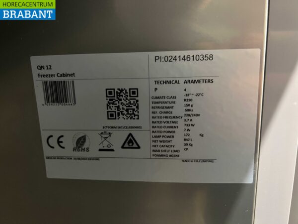 RVS CoolHead Dubbeldeurs 2-deurs Vriezer Vrieskast 1255 liter 230V Horeca - Afbeelding 5