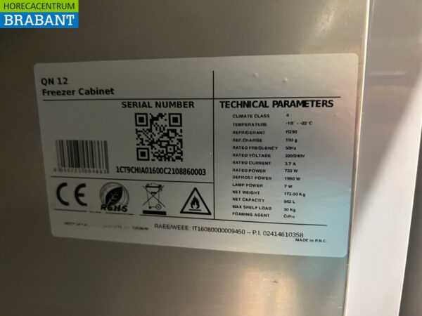 RVS CoolHead Dubbeldeurs 2-deurs Vriezer Vrieskast 1255 liter 230V Horeca - Afbeelding 5
