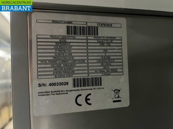 RVS Hoshizaki Gram Premier F 70 Vriezer Vrieskast 700 liter 230V Horeca - Afbeelding 5