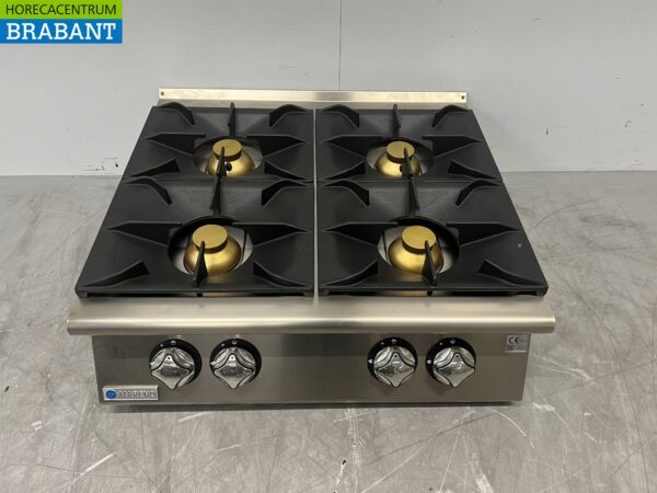 RVS Mareno Opzet fornuis 4 pitten 80 cm GAS Horeca