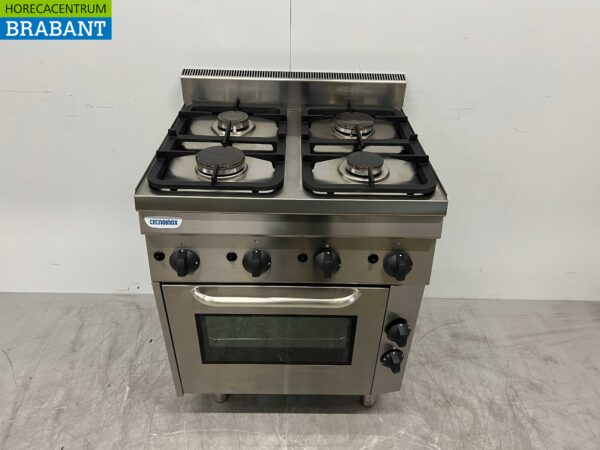 RVS Tecnoinox Fornuis 4 pitten met oven 70 cm GAS Horeca