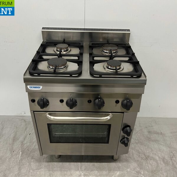 RVS Tecnoinox Fornuis 4 pitten met oven 70 cm GAS Horeca