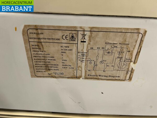 Saro Koelvitrine Gebaksvitrine 70 liter 230V Horeca - Afbeelding 5