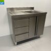 RVS Spoeltafel Spoelbak klapdeuren en laden 100 cm Horeca - Afbeelding 2