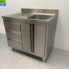 RVS Spoeltafel Spoelbak klapdeuren en laden 100 cm Horeca - Afbeelding 3