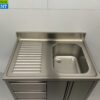 RVS Spoeltafel Spoelbak klapdeuren en laden 100 cm Horeca - Afbeelding 4