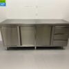 RVS Werkkast Kast Werktafel 2 schuifdeuren en 3 laden en afvalbak 200 cm Horeca