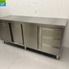 RVS Werkkast Kast Werktafel 2 schuifdeuren en 3 laden en afvalbak 200 cm Horeca - Afbeelding 2
