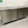 RVS Werkkast Kast Werktafel 2 schuifdeuren en 3 laden en afvalbak 200 cm Horeca - Afbeelding 3