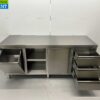 RVS Werkkast Kast Werktafel 2 schuifdeuren en 3 laden en afvalbak 200 cm Horeca - Afbeelding 4